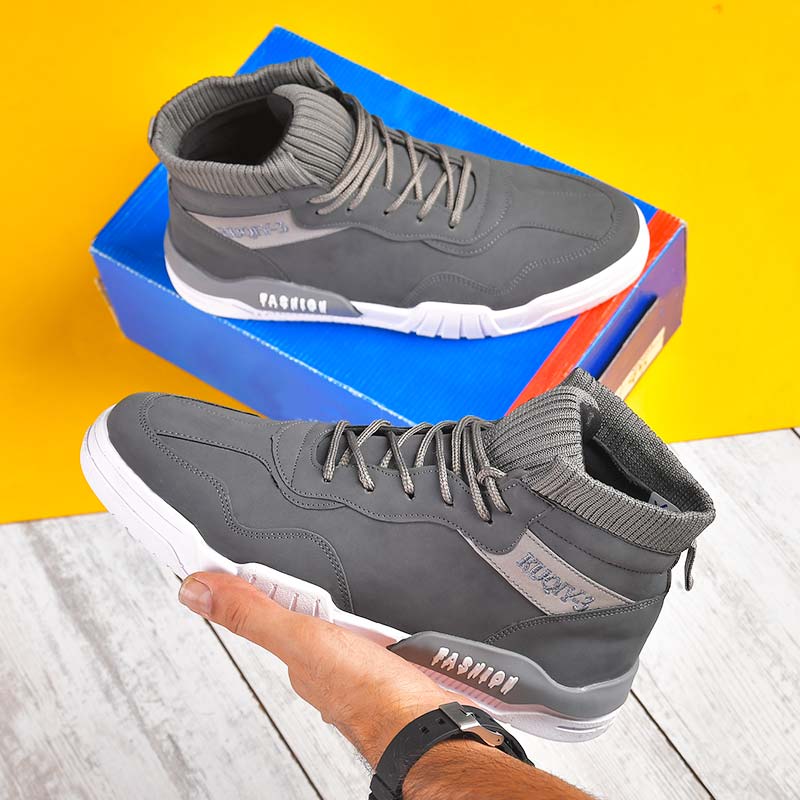 کفش ساقدارمردانه طوسی مدل Kubaa