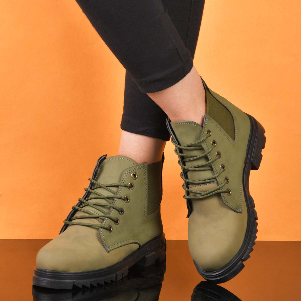 نیم بوت دخترانه سبز مدل Setare