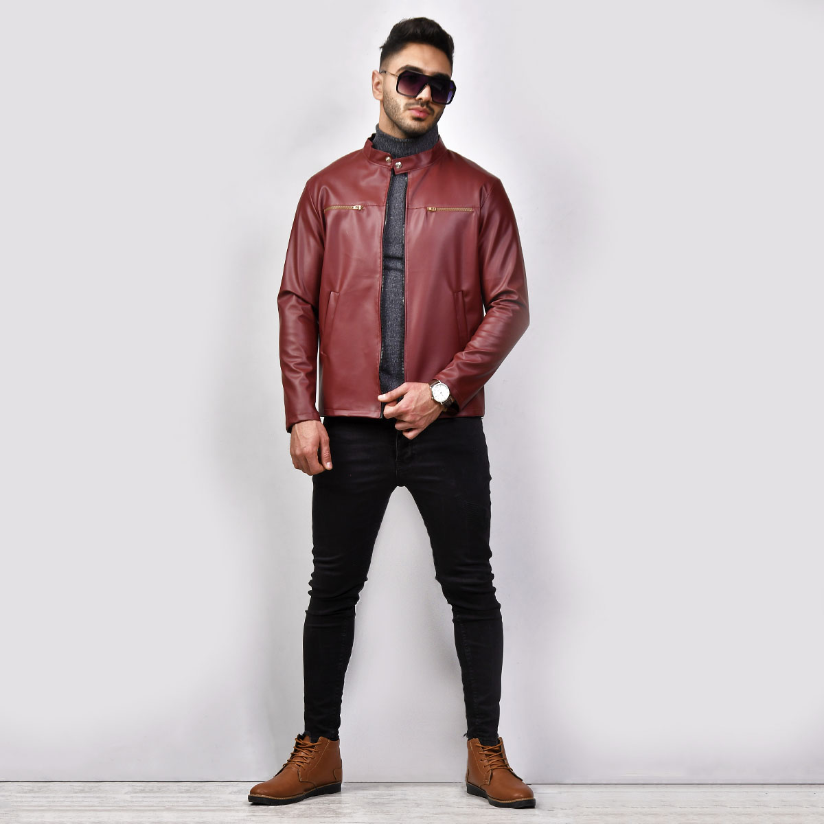 کاپشن چرم مردانه مدل ALBORz