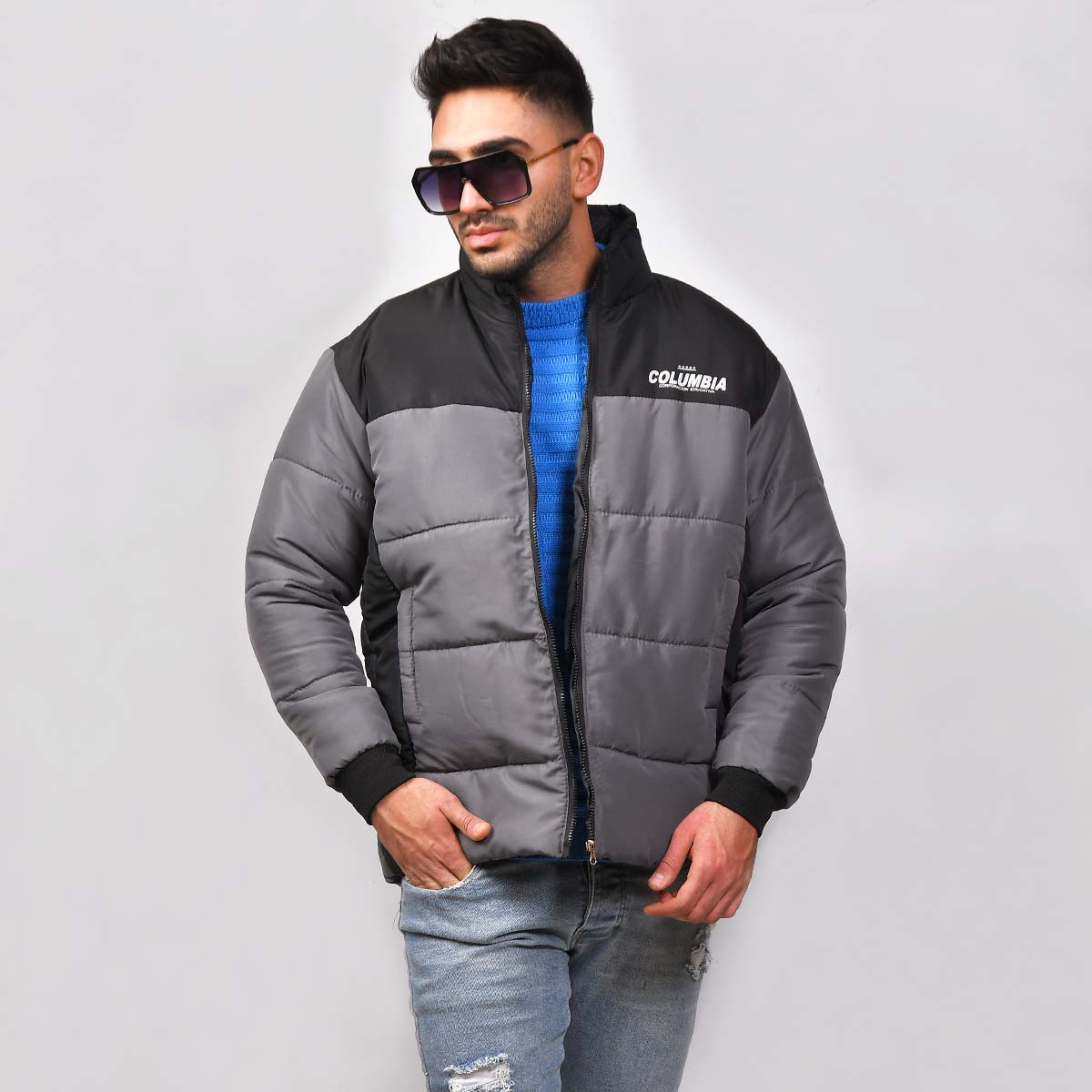 کاپشن مردانه طوسی مدل Atras