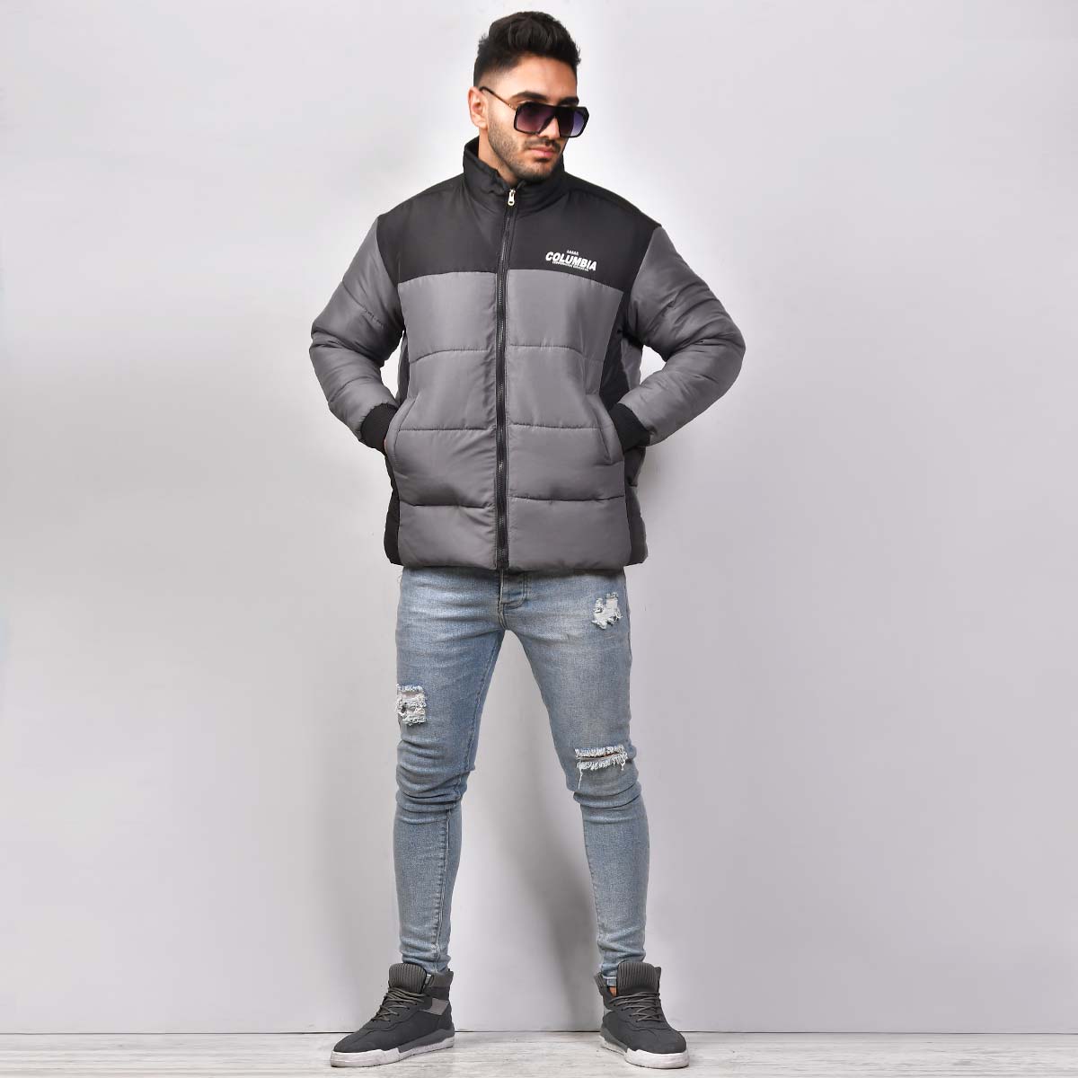 کاپشن مردانه طوسی مدل Atras