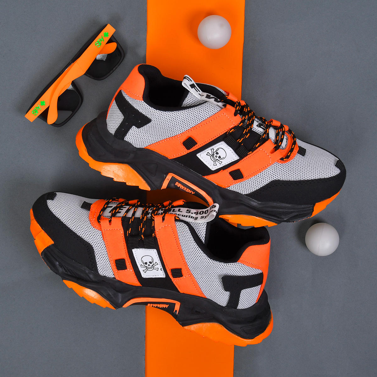 كفش مشكي نارنجي مردانه مدل Sadra