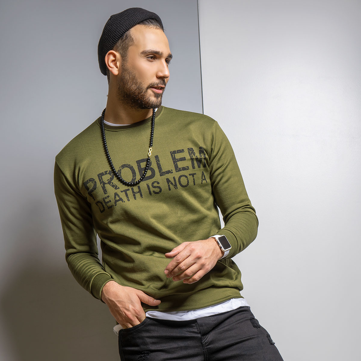 پلیور تو کرکی سبز مردانه مدل Alferd