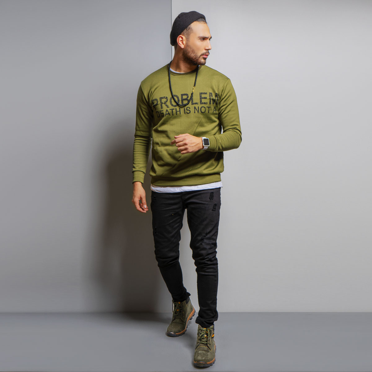 پلیور تو کرکی سبز مردانه مدل Alferd