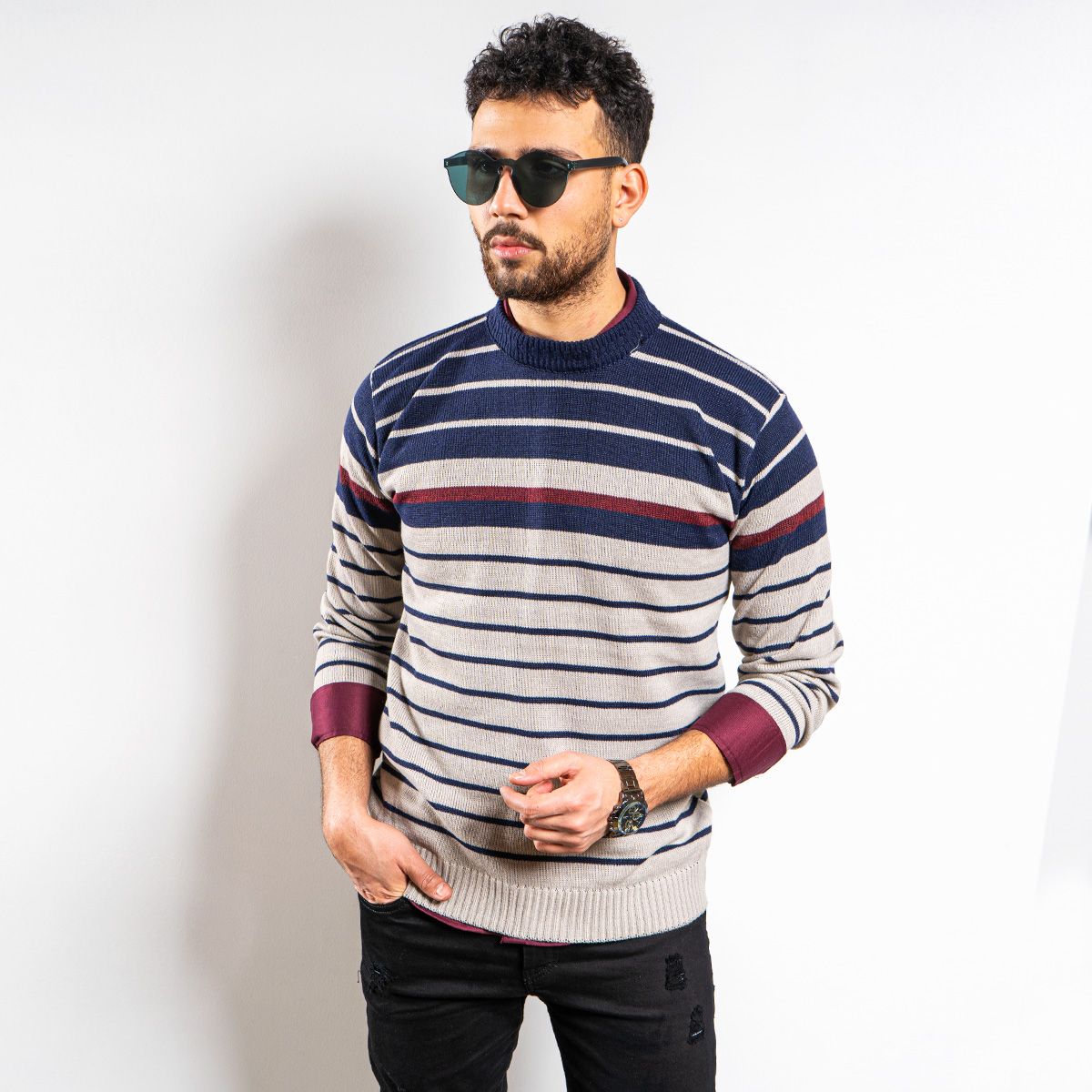 پلیور بافت مردانه مدل Bertim