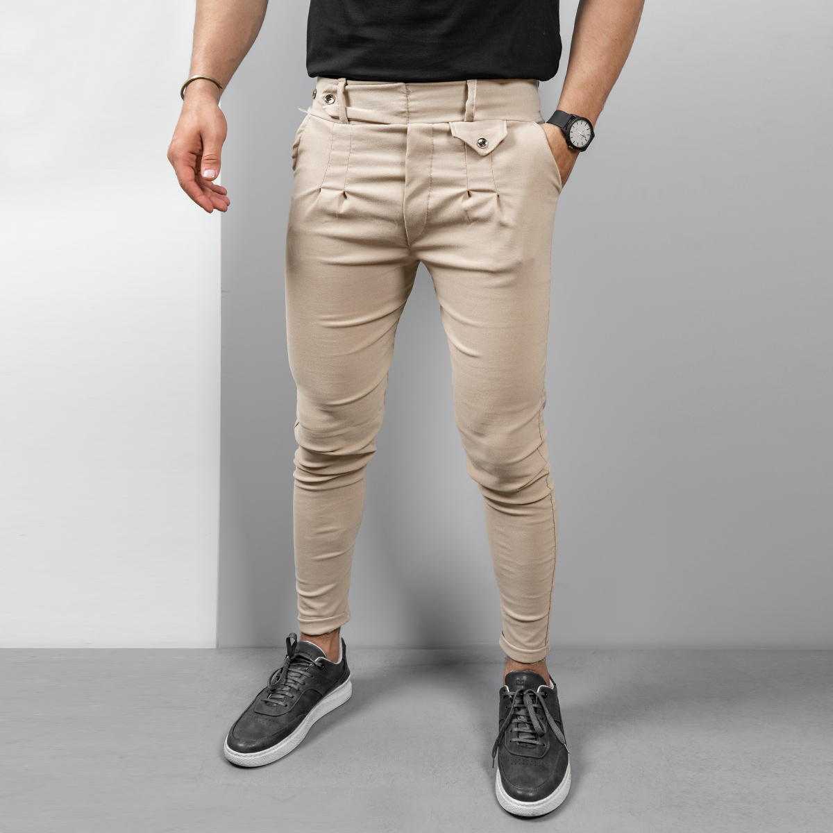 شلوار مردانه کرمی مدل Aflak