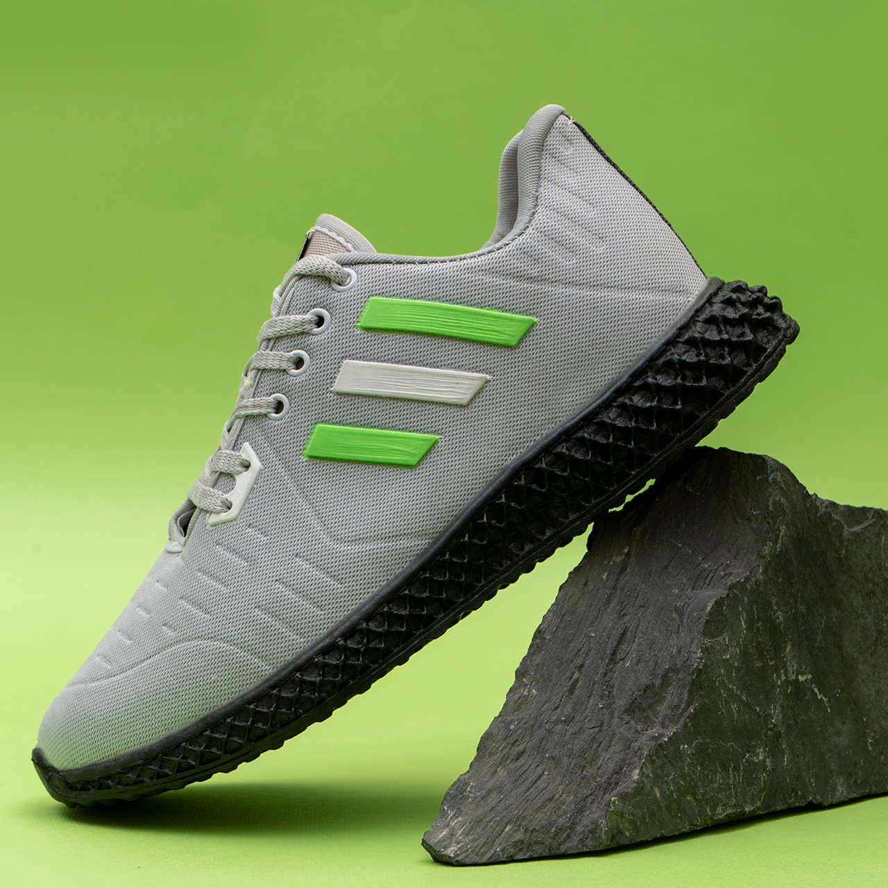 کفش مردانه سه خط طوسی مدل Dayan(T)