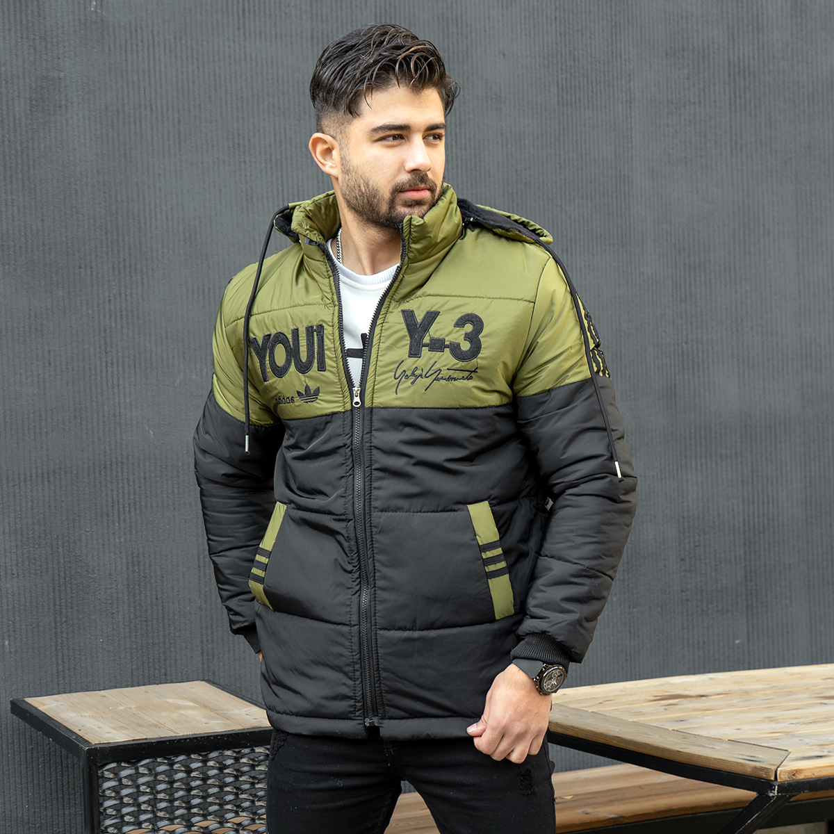 کاپشن مردانه Y-3سبز مدل YOUI