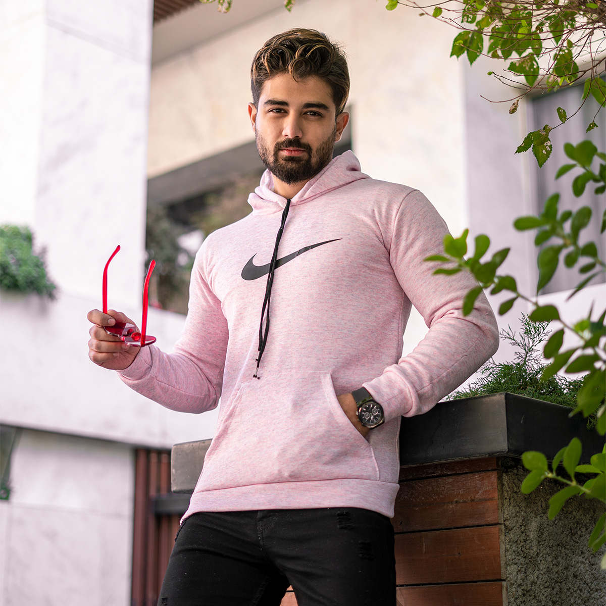 هودی نایک صورتی مردانه مدلNolin