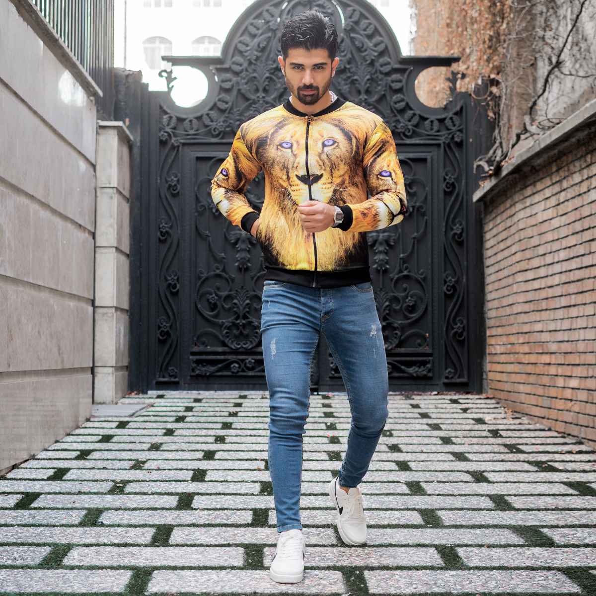 سوییشرت مردانه طرح شیر مدل L712