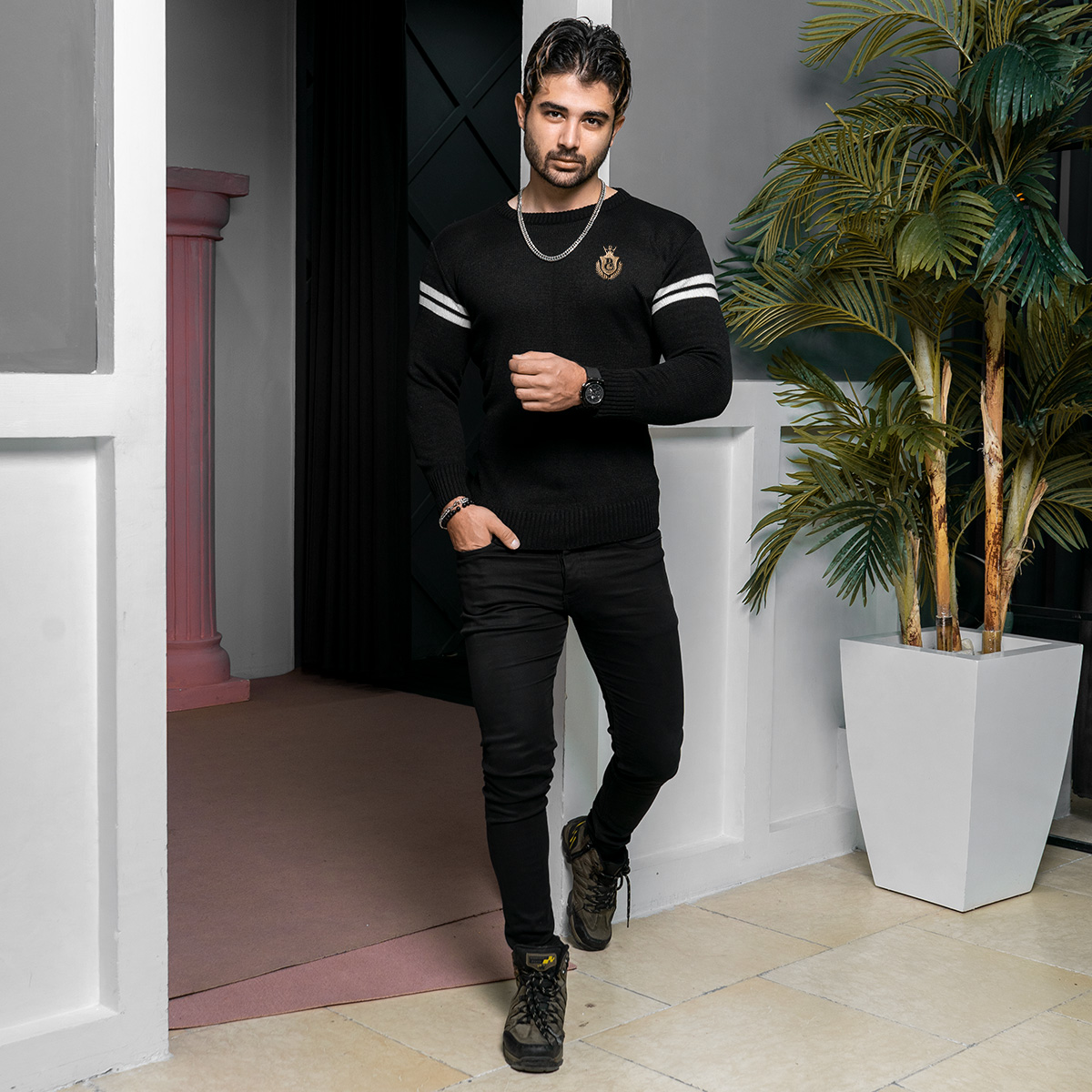 پلیور مردانه مشکی مدل Akar