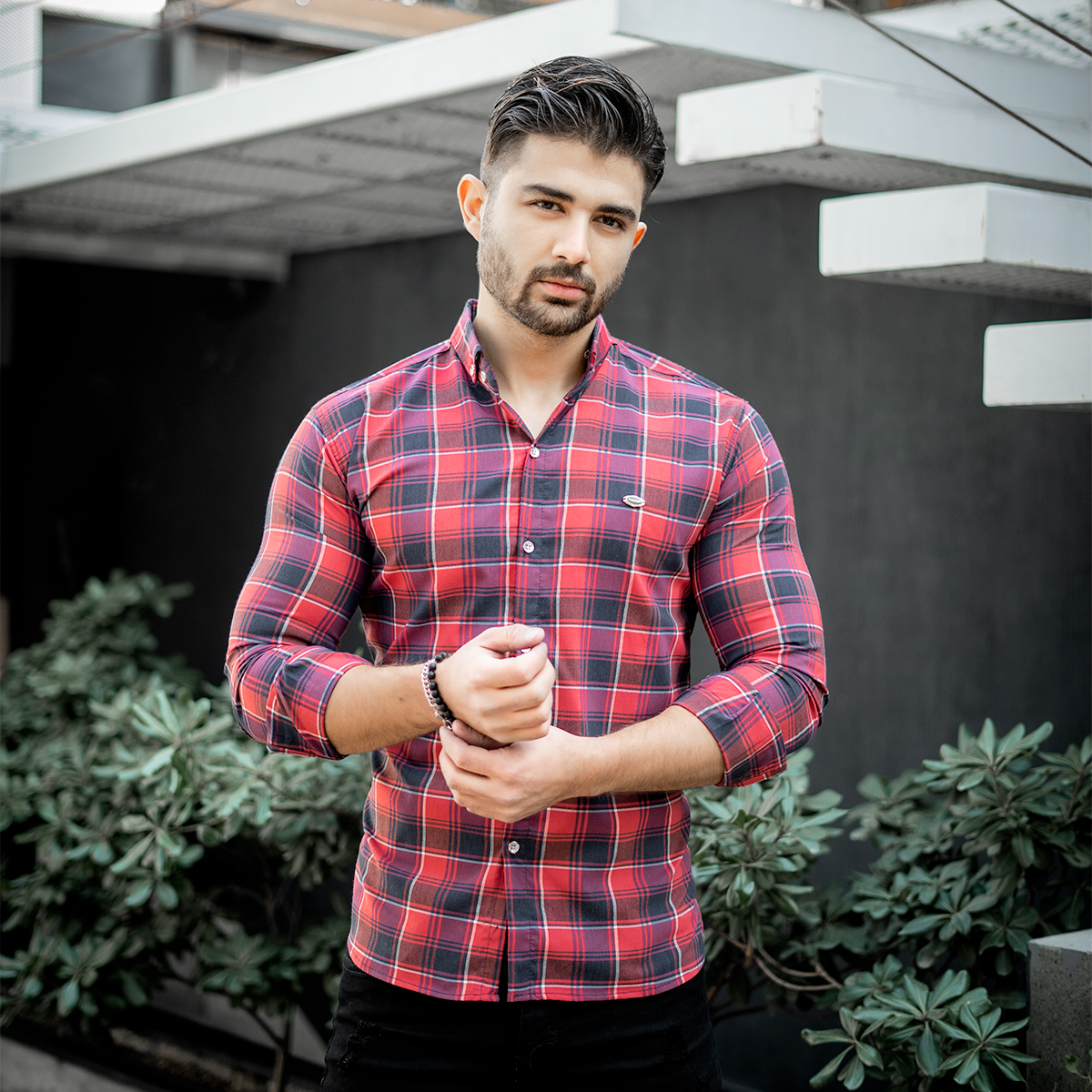 پیراهن مردانه چهارخونه قرمز مدل Rama