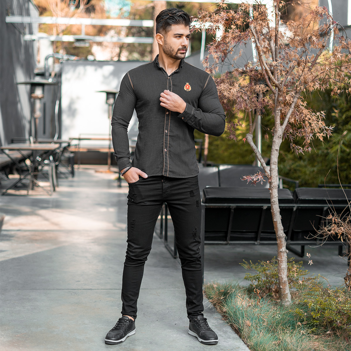 پیراهن مردانه مشکی مدل Gabi