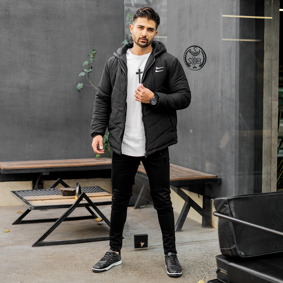 کاپشن دونایک مشکی مردانه مدل PANORA