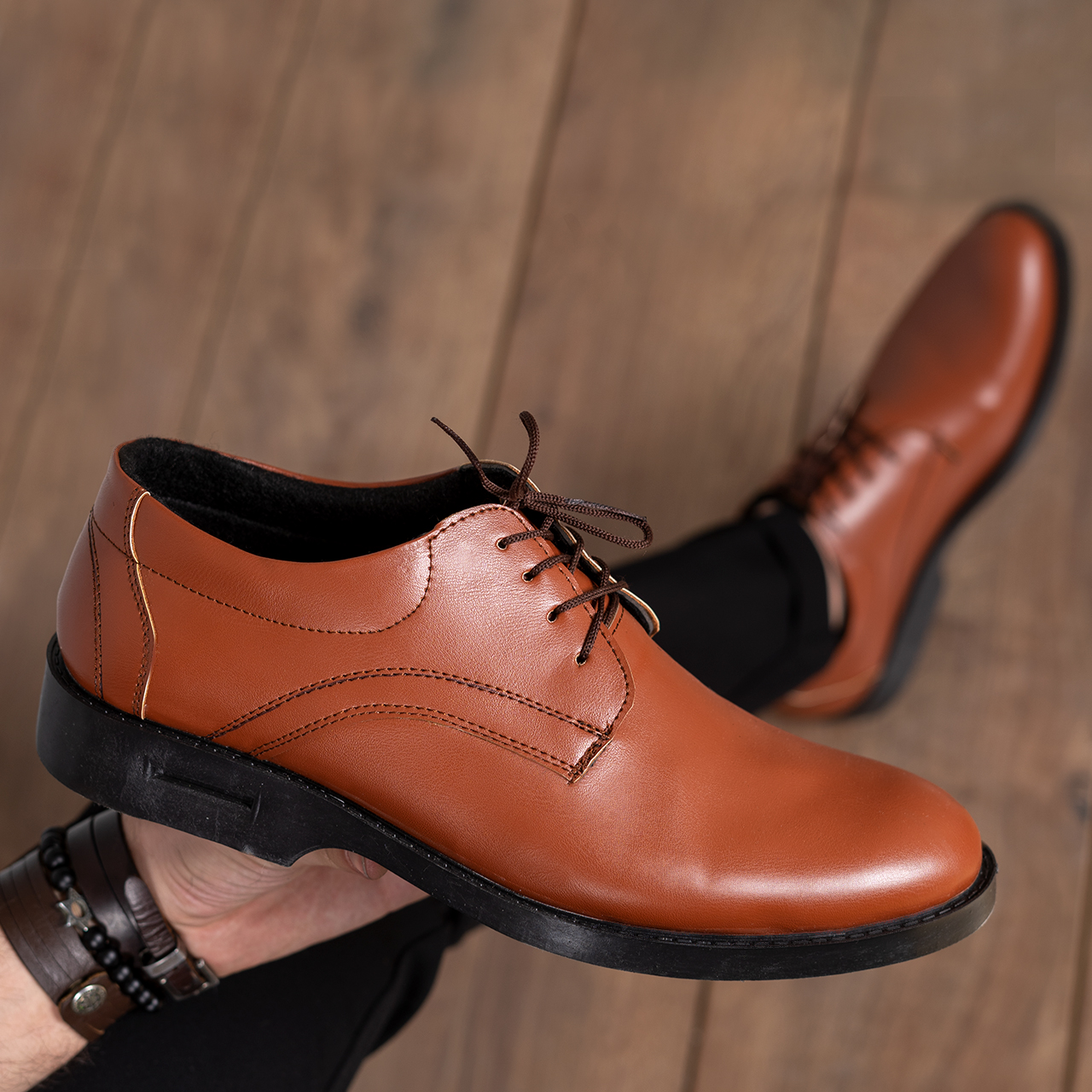 کفش رسمی مردانه عسلی مدل Farzad