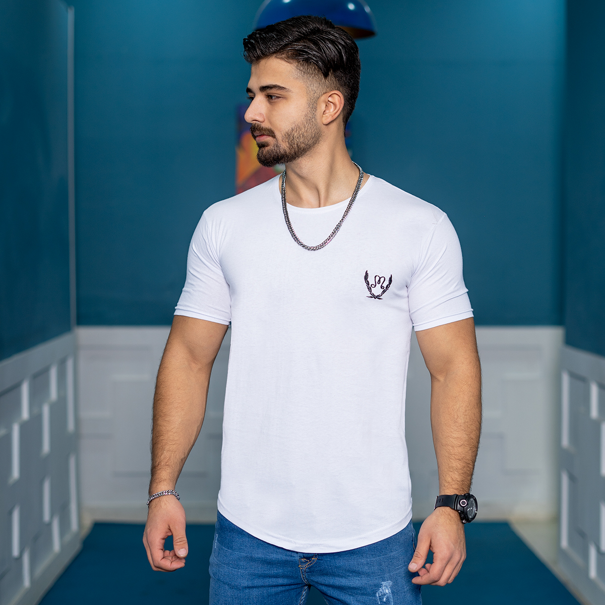 تیشرت مردانه سفید مدل Maron