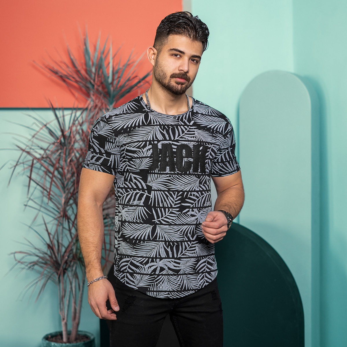 تیشرت مردانه مشکی مدل Jack