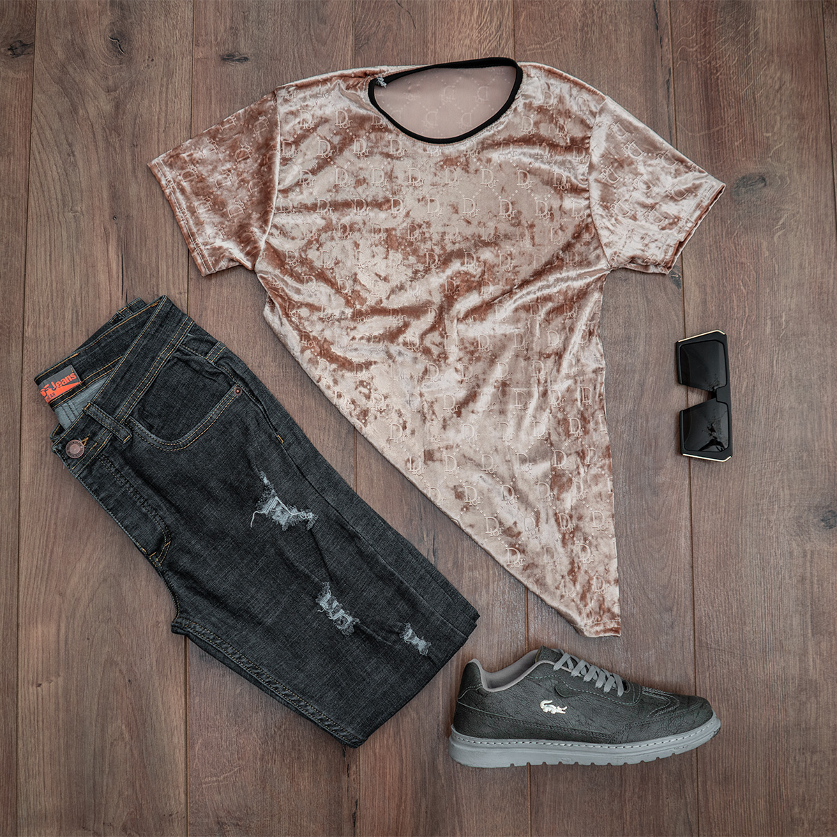 تیشرت مخمل کرم مردانه مدل Dior