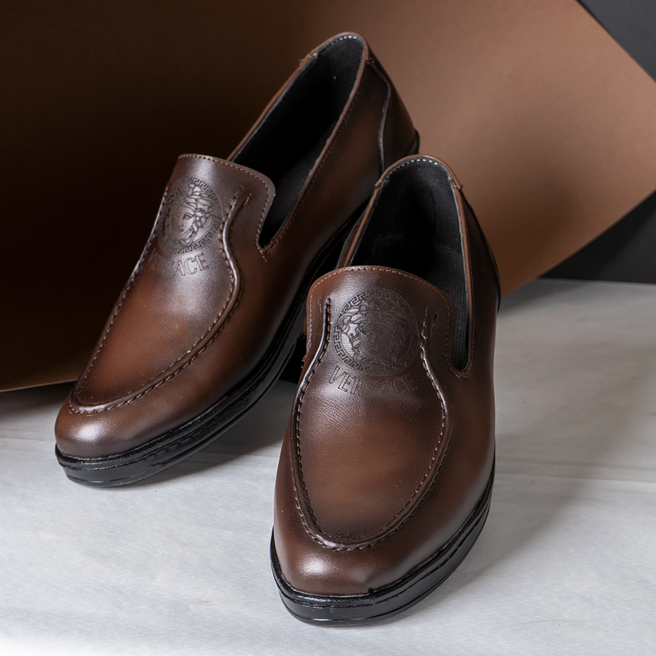 کفش کالج مردانه Versace قهوه ای مدل Ramy