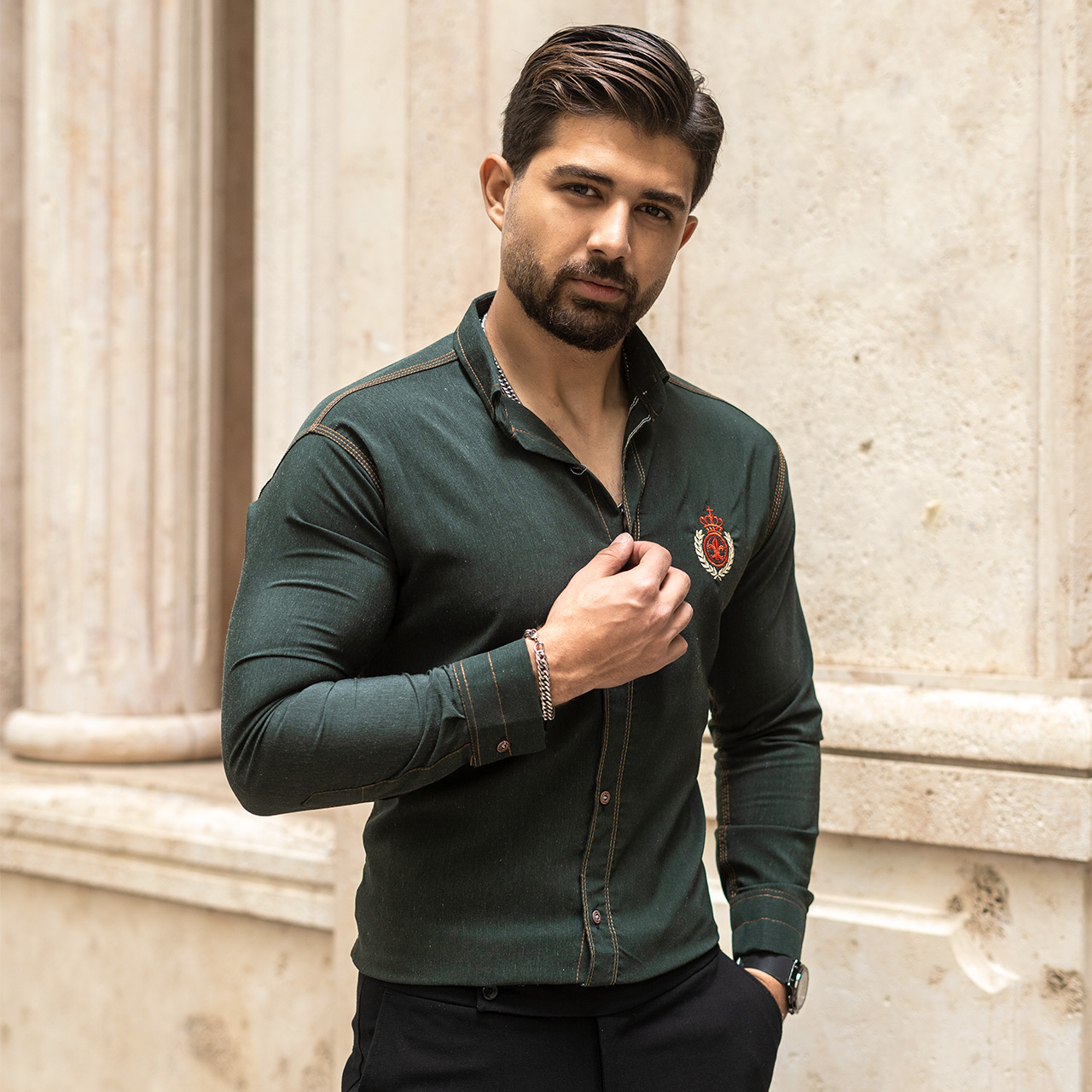 پیراهن مردانه سبز(T)مدل gabi