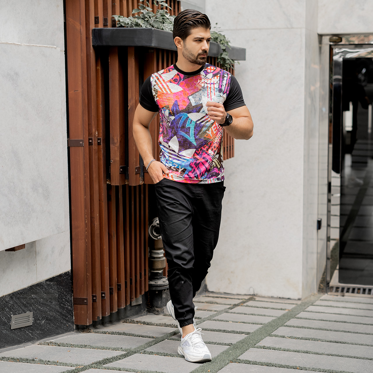 تیشرت مخمل مردانه آدیداس سفیدمدل L103