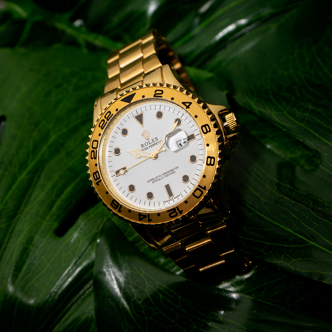 ساعت رولکس طلایی صفحه سفیدمردانه مدل 435