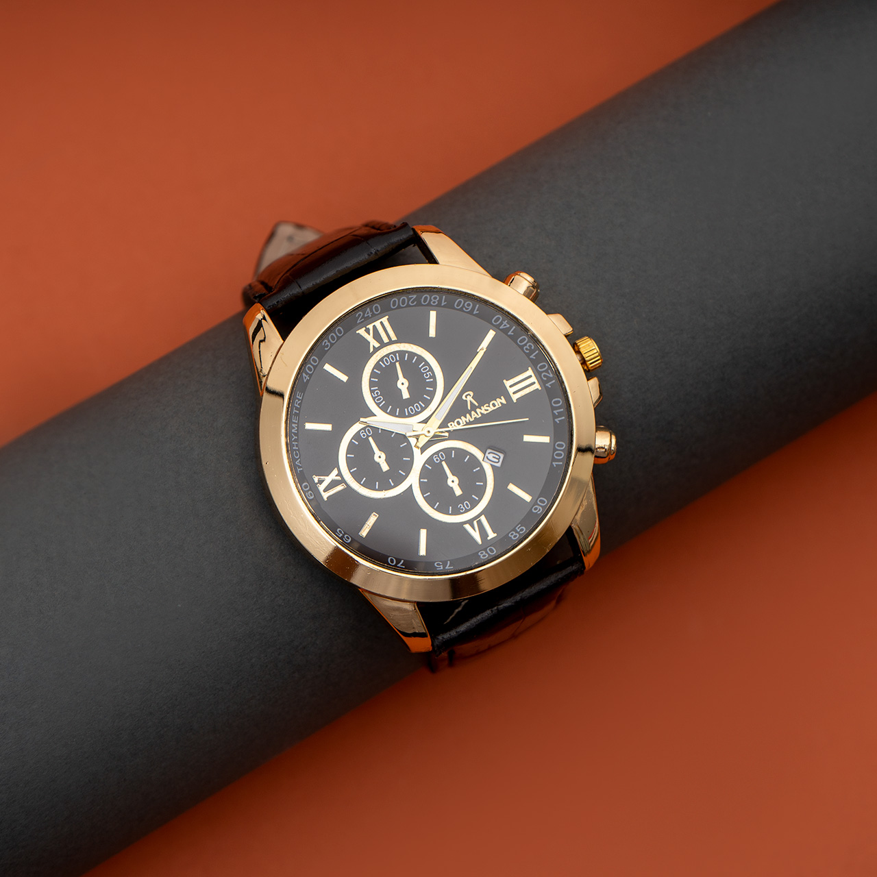 ساعت مچی مشکی طلایی Romanson مردانه مدل B62