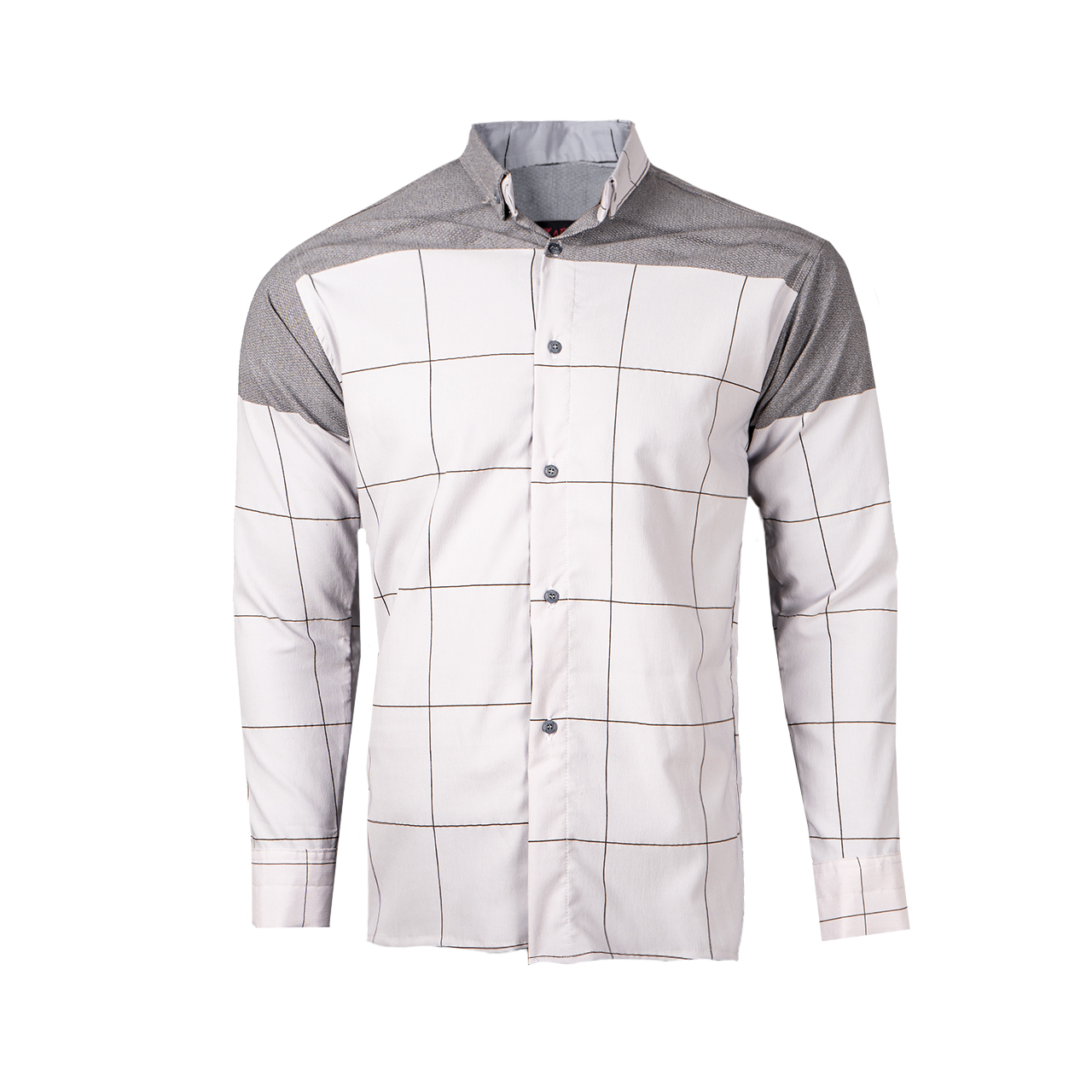 پیراهن مردانه طوسی دو رنگ مدل B15