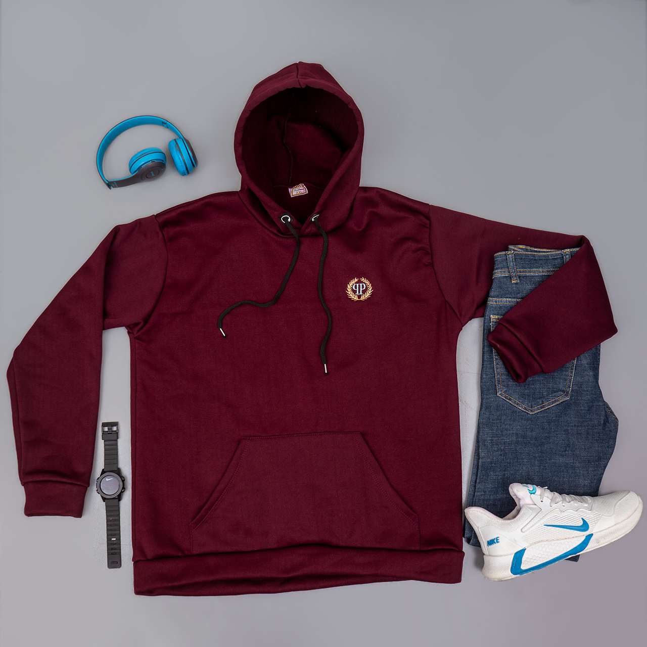 هودی مردانه زرشکی مدل Zanko