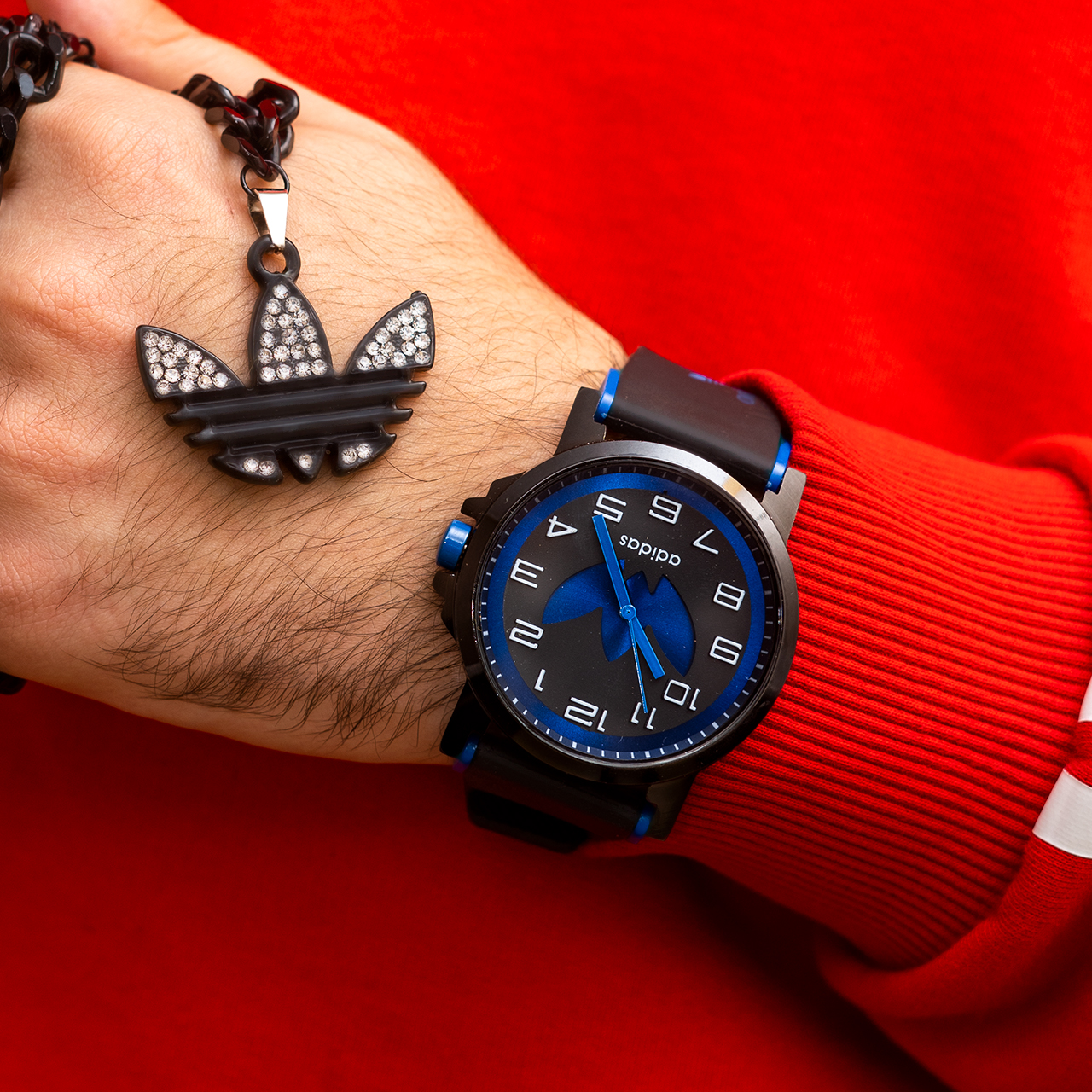 ساعت مچی آدیداس مشکی آبی مدل E51