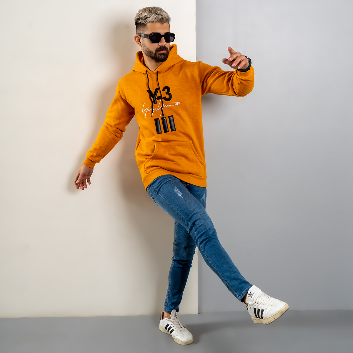 هودی مردانه Y-3 خردلی مدل Eric