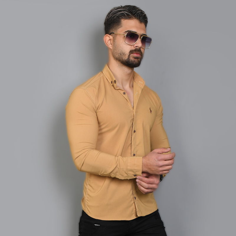 پیراهن مردانه خردلی مدل VQ