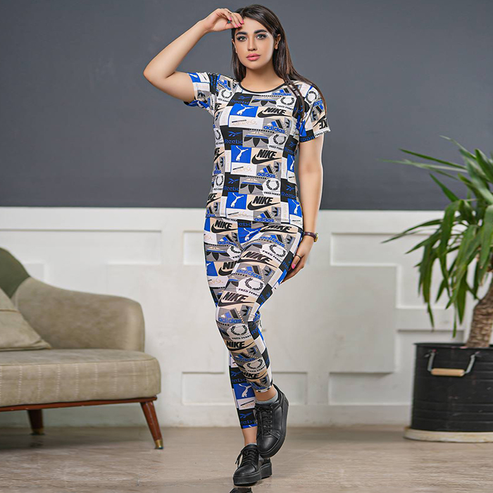 ست تیشرت شلوار Nike دخترانه آبی مدل viana