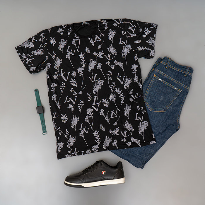 تیشرت مشکی مردانه طرح LV مدل OPAR