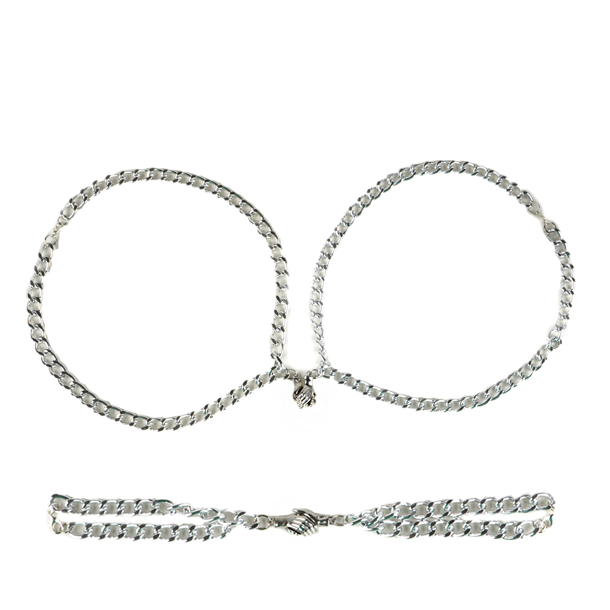 ست گردنبند و دستبند زوج نقره ای مدل TH