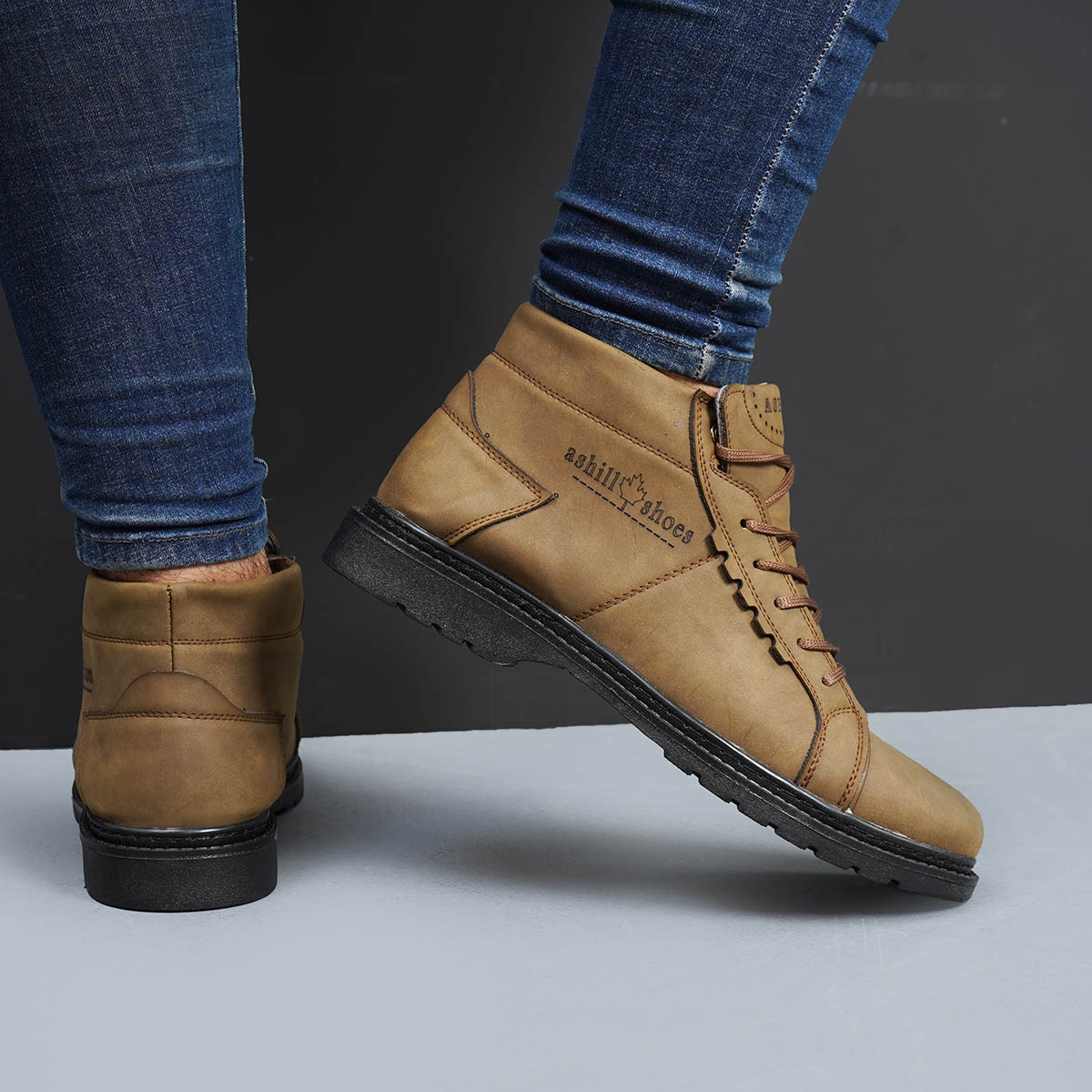 نیم بوت مردانه خاکی مدل Ashil