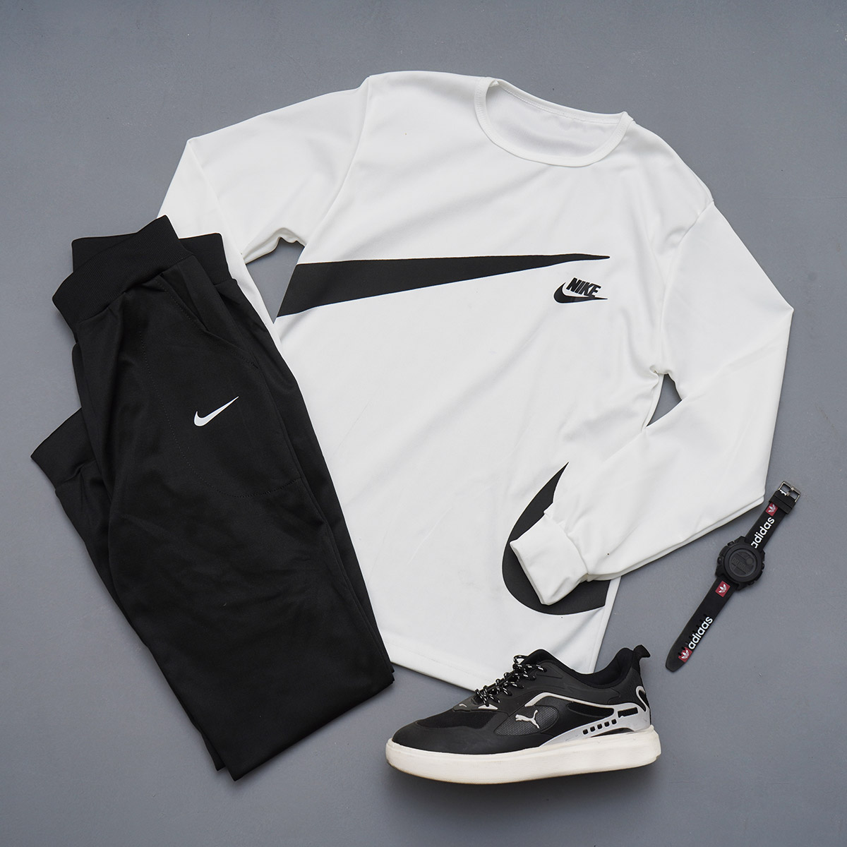 ست تیشرت آستین بلند شلوار سفید مدل Milano