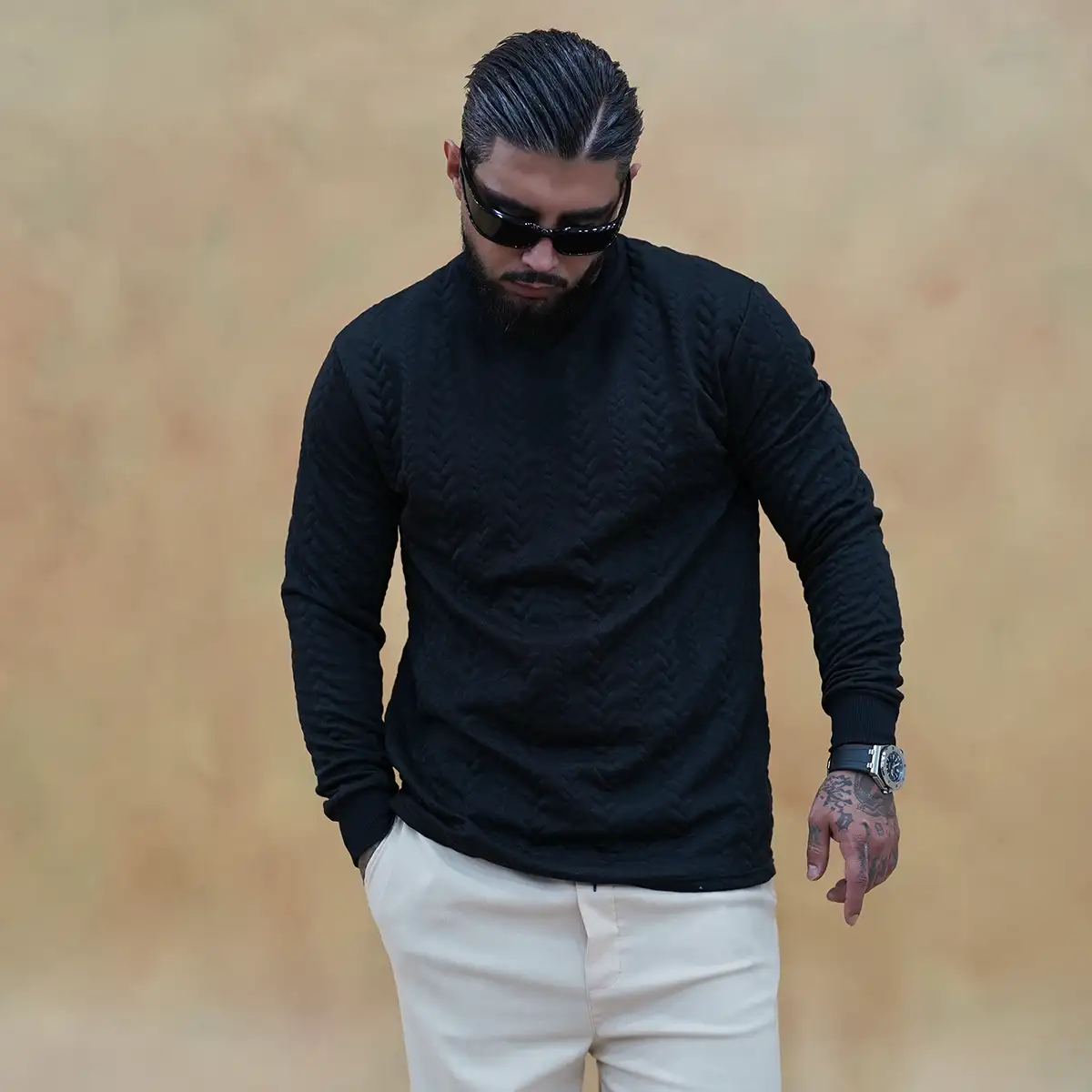 بلوز مردانه مشکی مدل R83