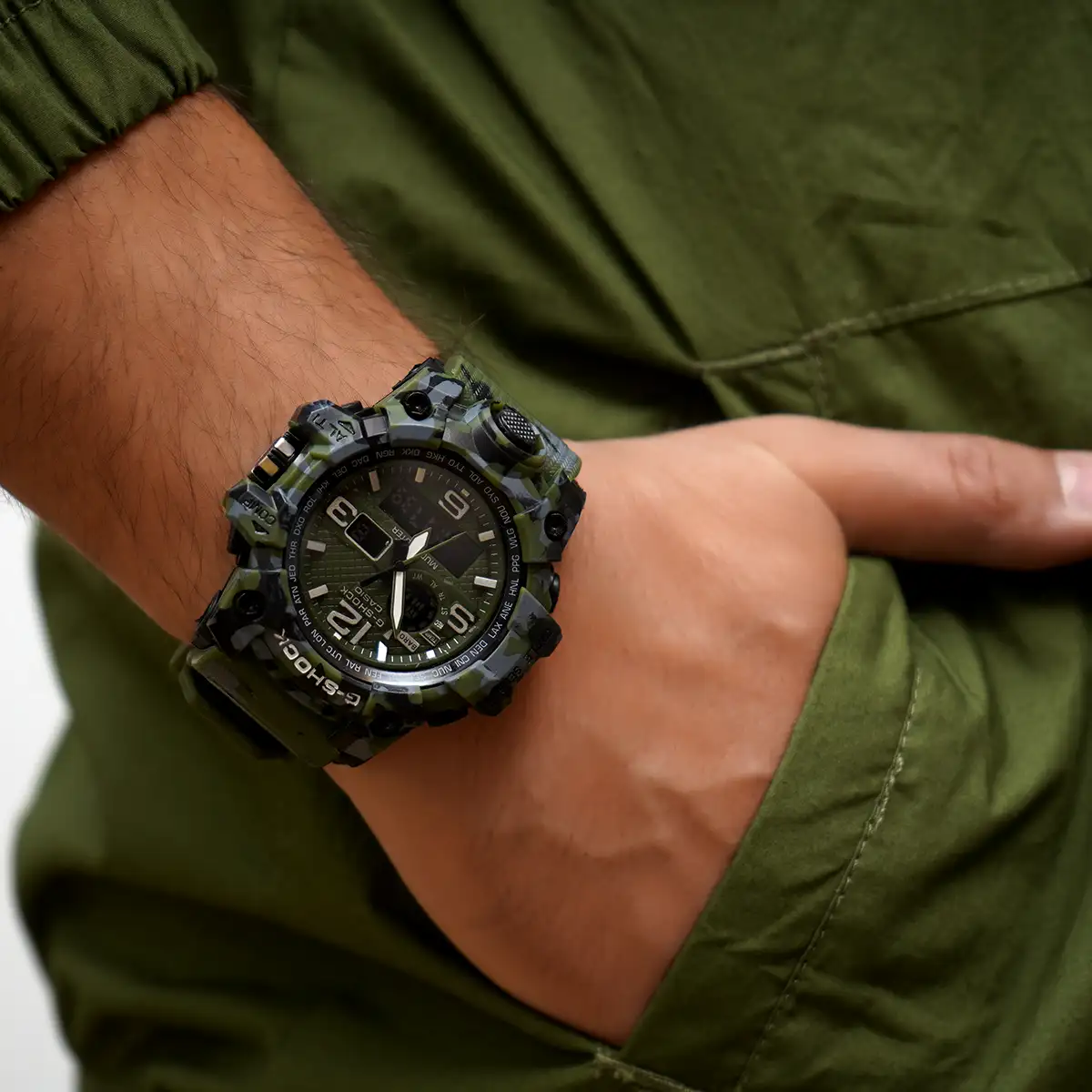 ساعت اسپرت G-SHOCK سه سنسوره طرح ارتشی سبز Army