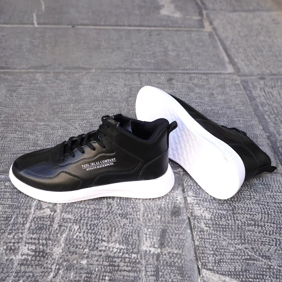 کفش تخت مشکی ساقدار زیره سفید مردانه مدل Anatomic