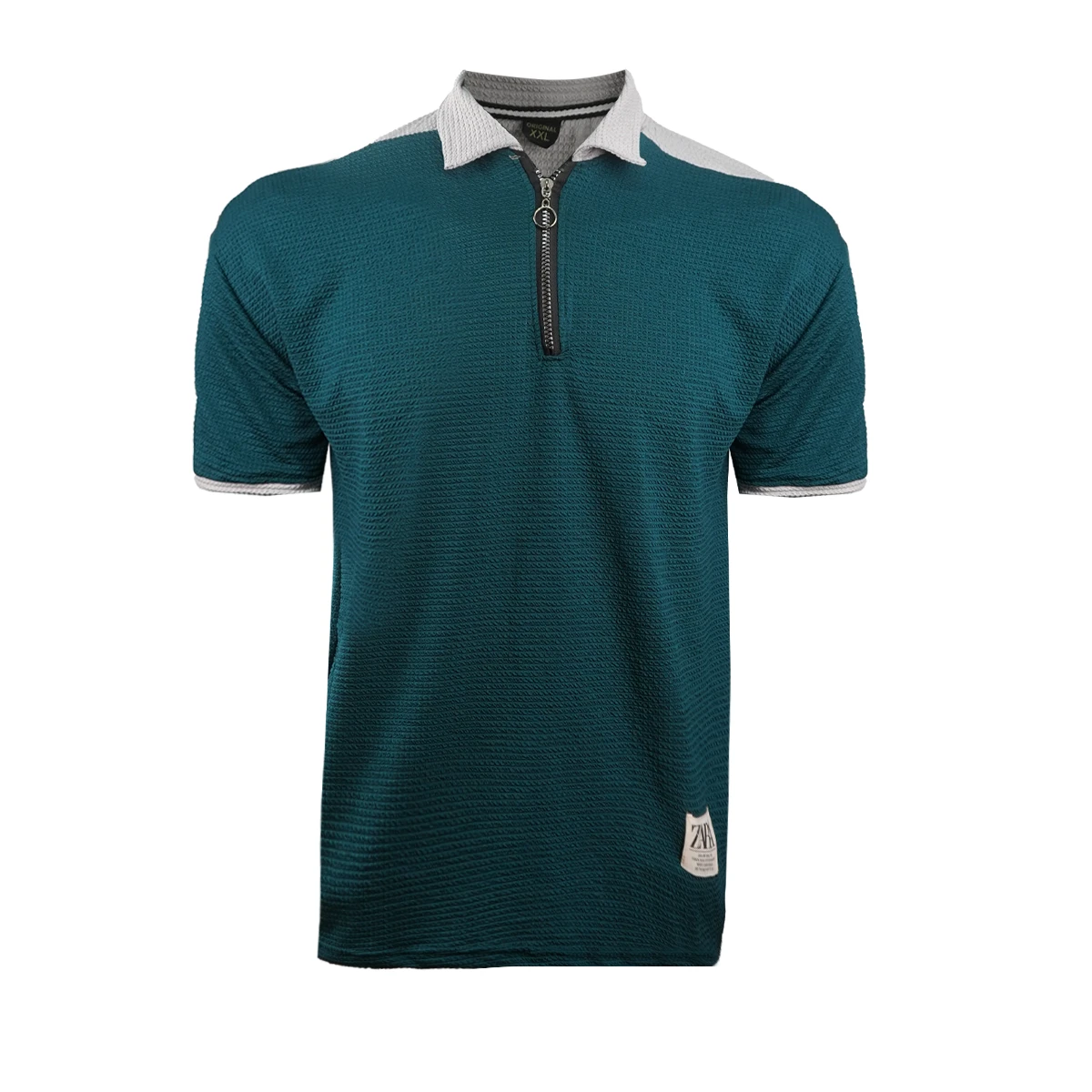 تیشرت مردانه یقه زیپ دار سبز مدل Radon