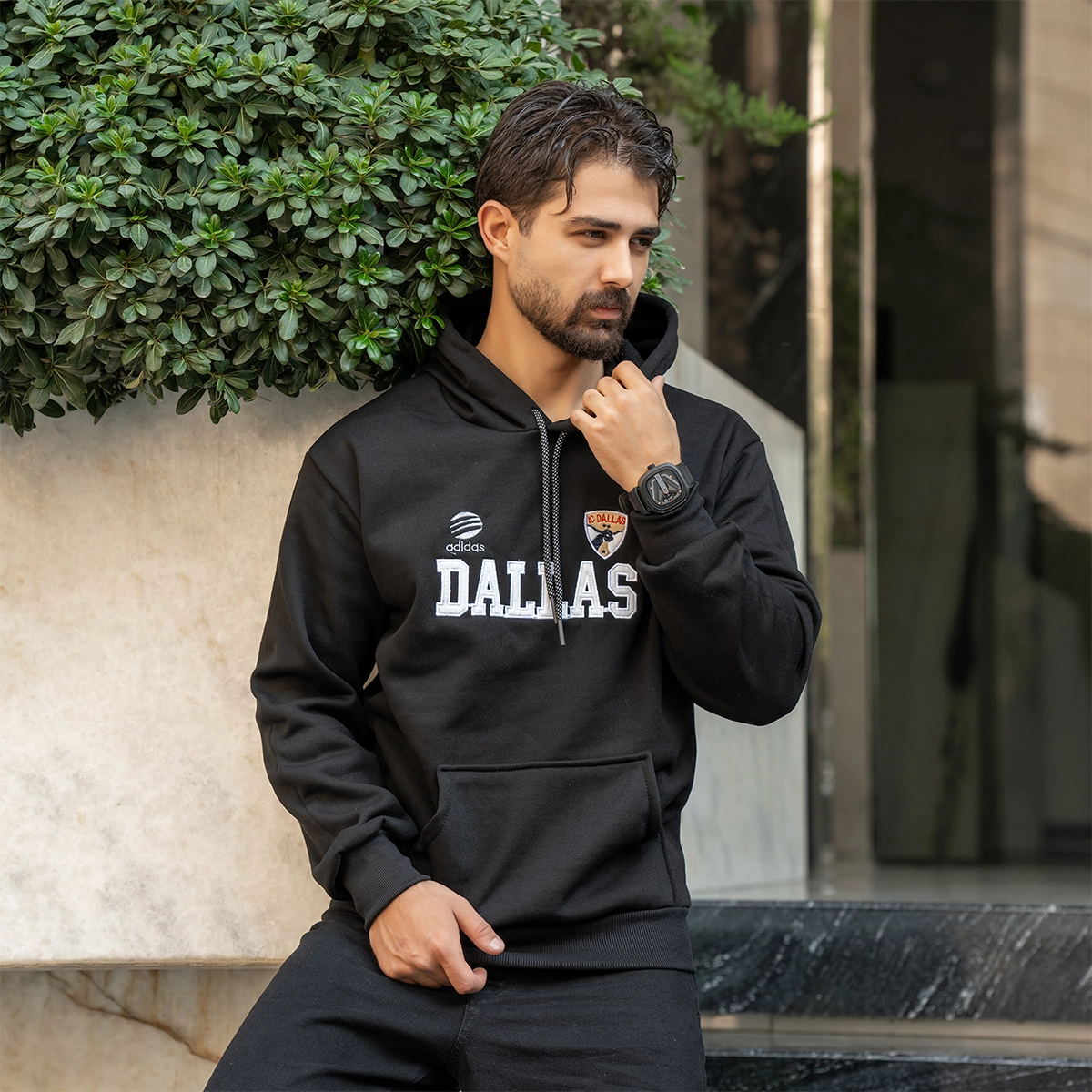 هودی مردانه مشکی مدل Dallas