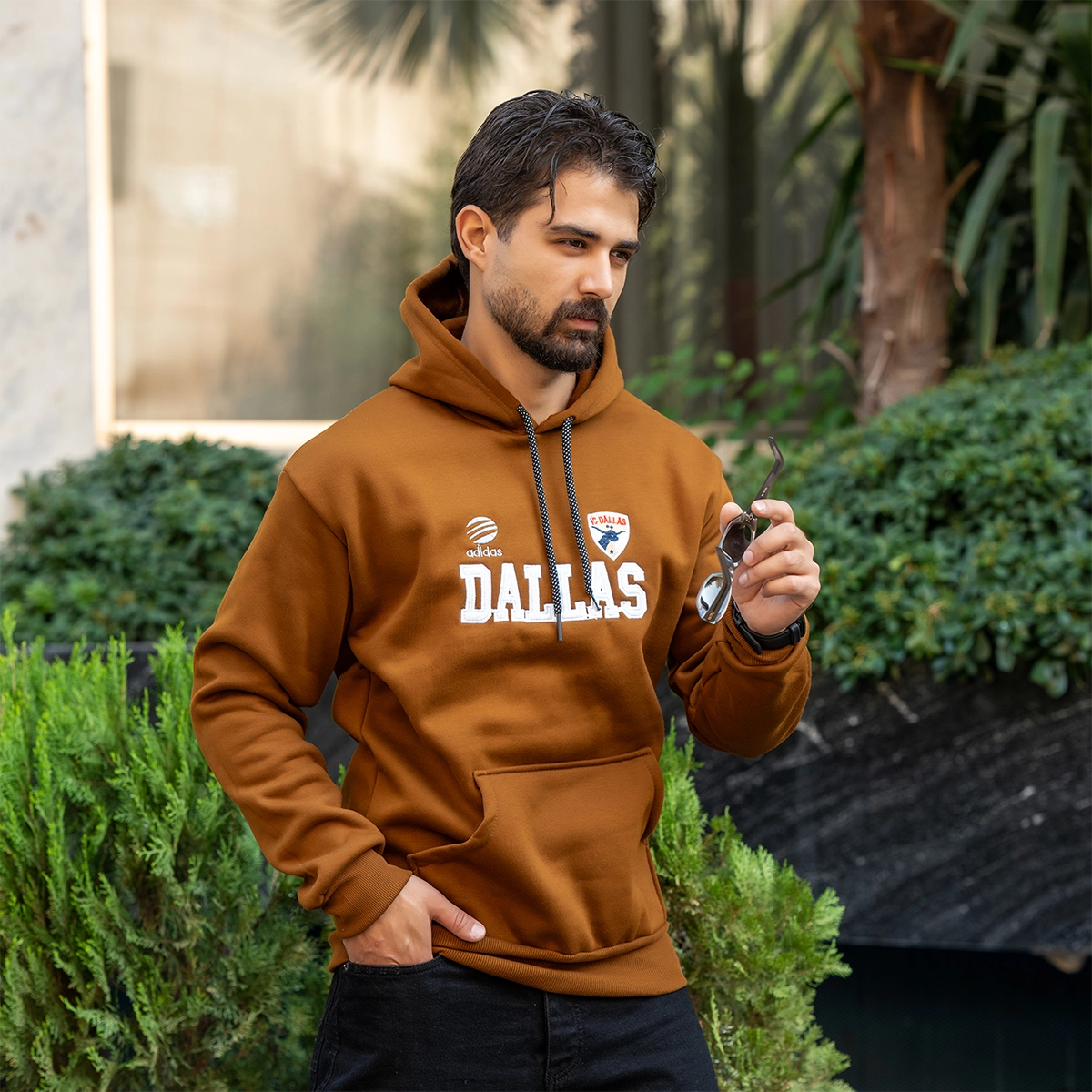 هودی مردانه قهوه ای مدل Dallas