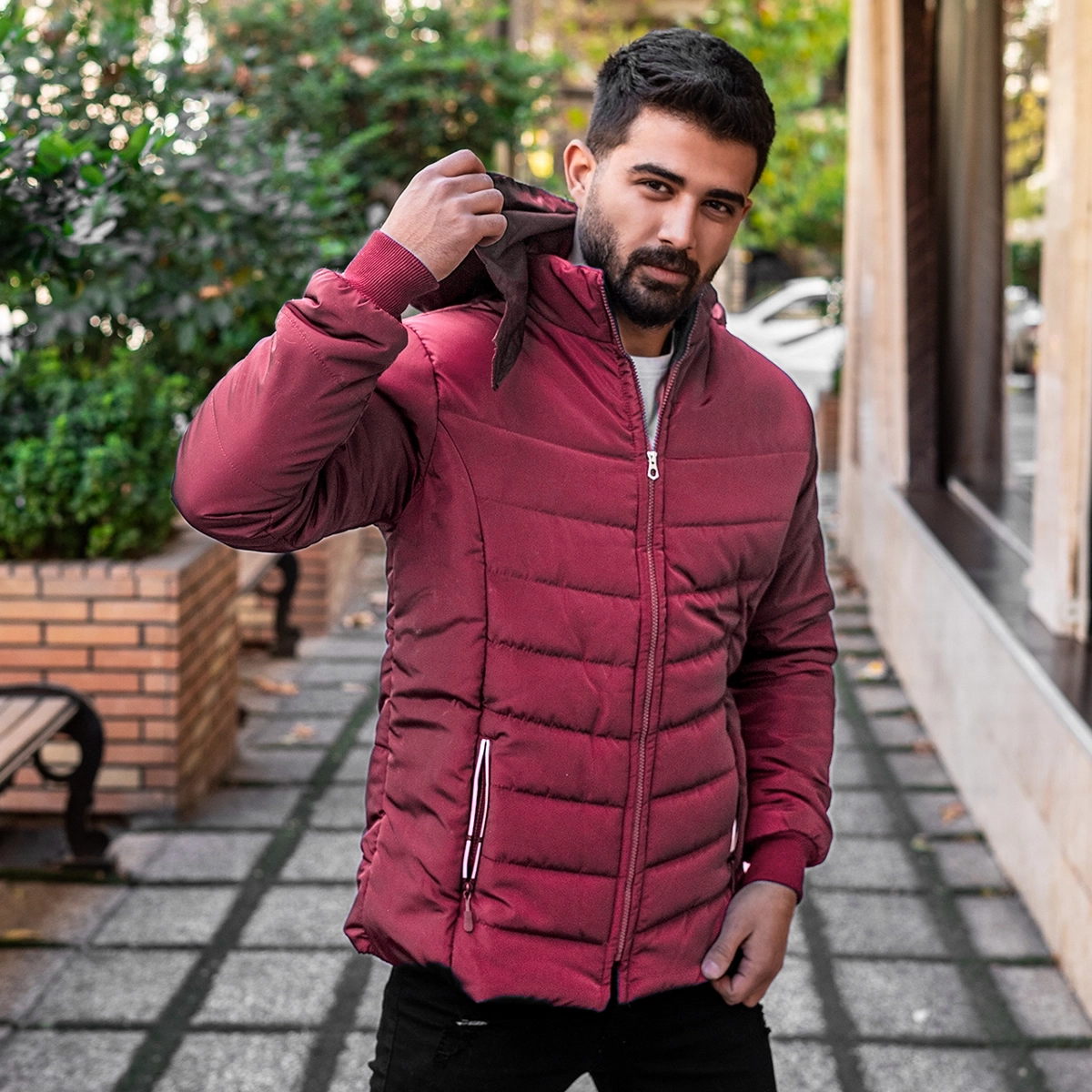 کاپشن بادی زرشکی مردانه مدل Arshan