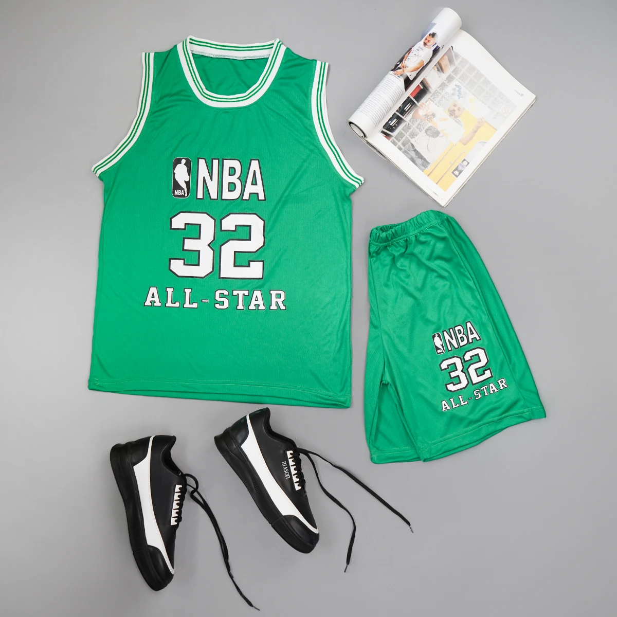 ست رکابی شلوارک سبز مردانه مدلJordan 23