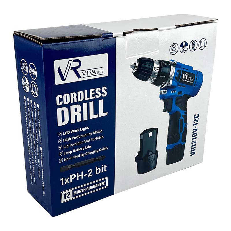 دریل پیچ‌گوشتی شارژی ویوارکس مدل VR1210V-12C-آبی