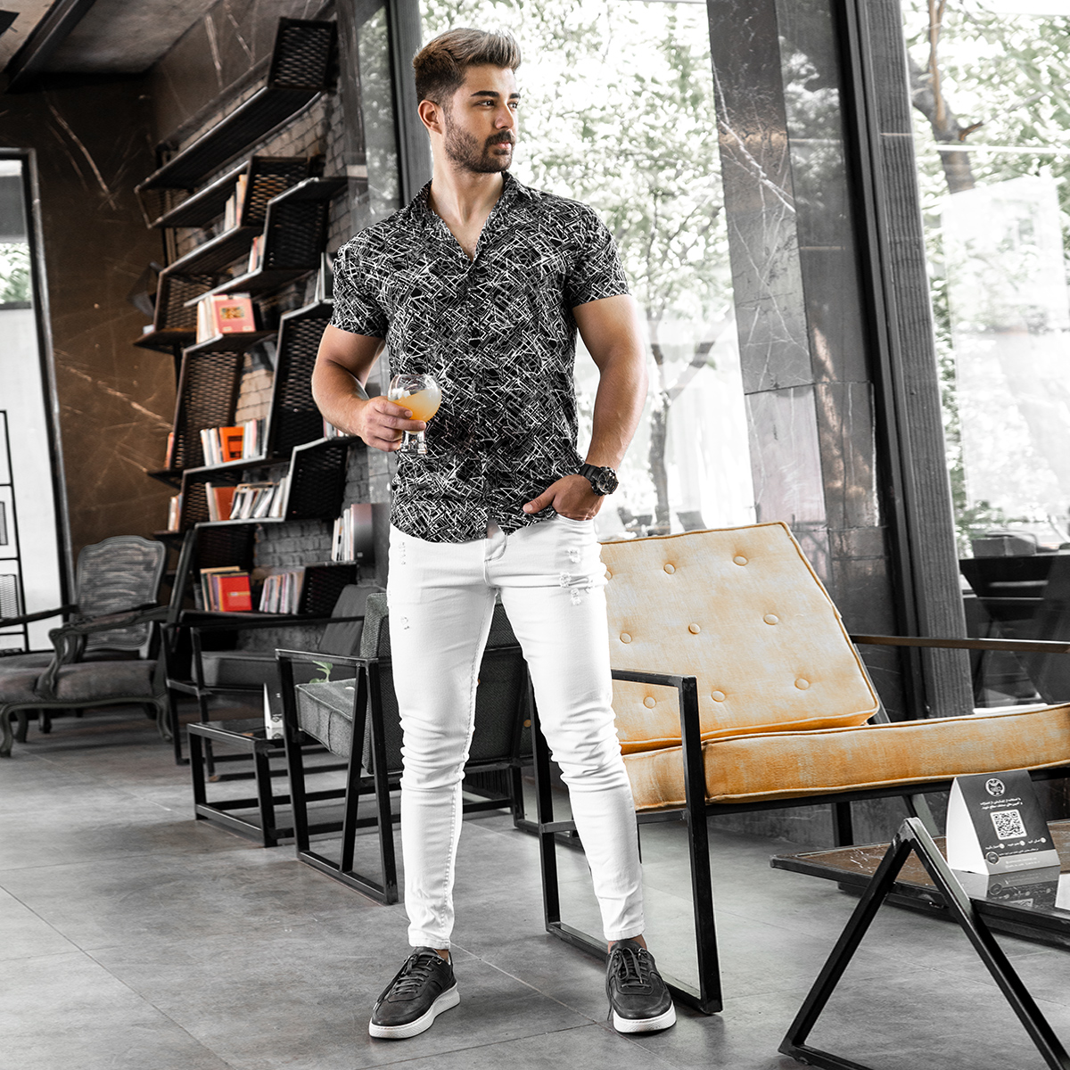 پیراهن هاوایی مردانه مدل Stripe