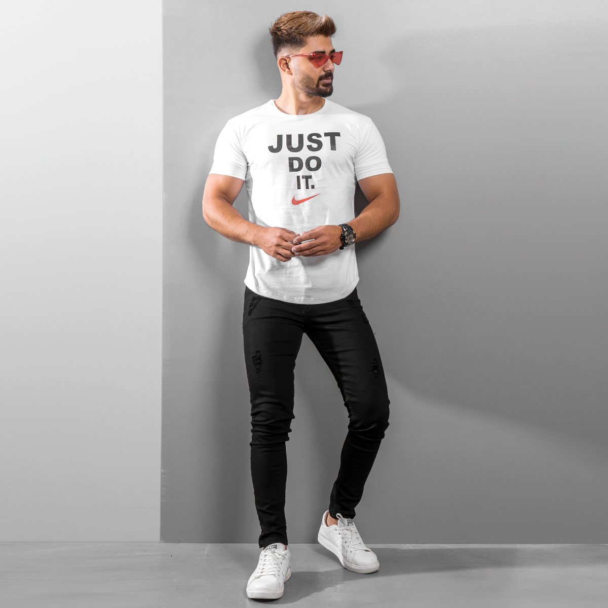 تیشرت Just Do It مردانه سفید مدل Ditro