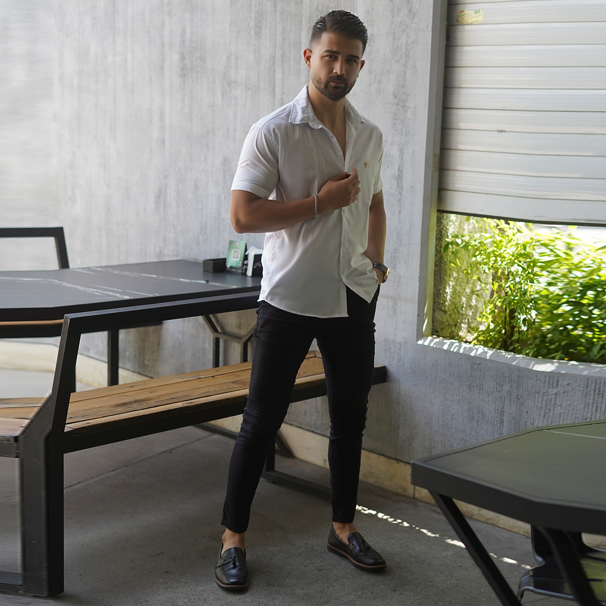 پیراهن آستین کوتاه سفید مردانه مدل Diesel