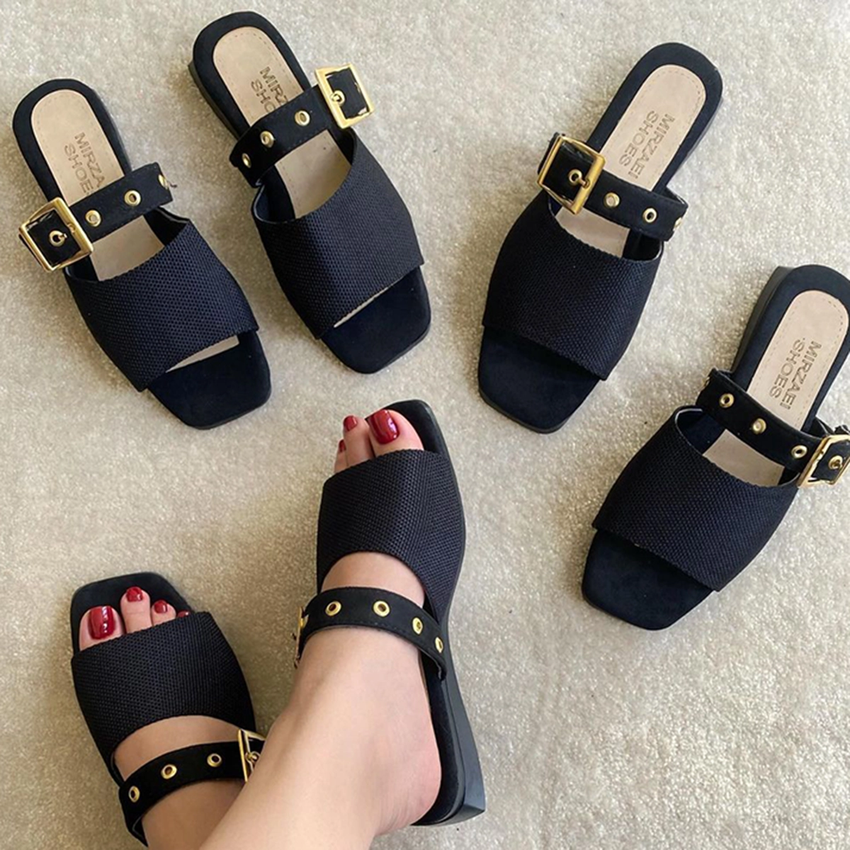 صندل کنفی مشکی زنانه مدل Dorna